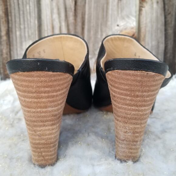 Black Heeled Mule Naturalizer Sloan Size 9 Leather Open Toe Slide Slip On VGUC - Picture 6 of 14